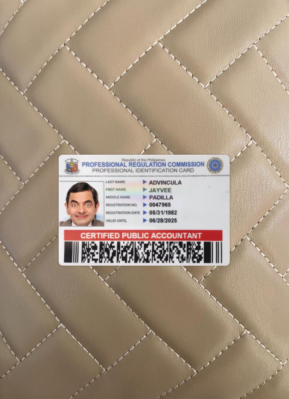 Blank Philippines professional ID card photolook example